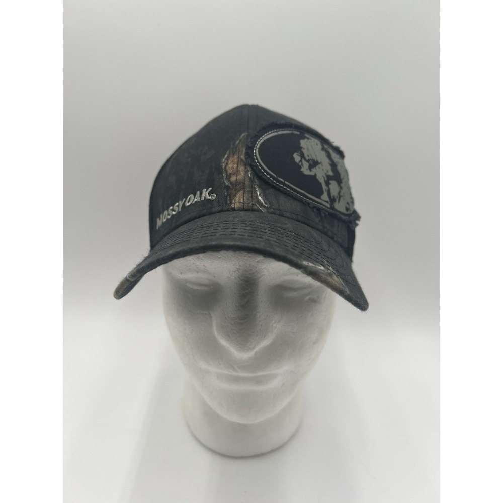Mossy Oak L/XL Flex‎ Fit Camo Mesh Hunting Hat Black Stretch Cap Tree Logo